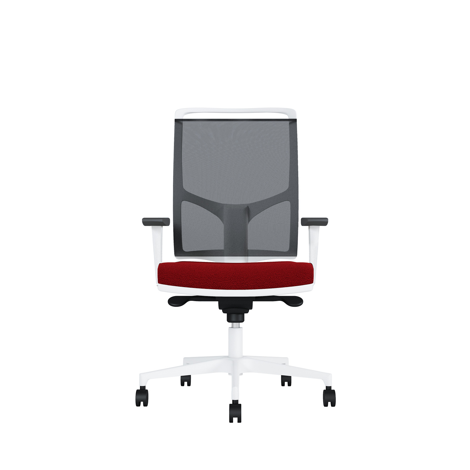 Bürodrehstuhl Zed | Weißes Kunststoff | 4D Armlehnen | Fußkreuz und Armlehnen aus Kunststoff