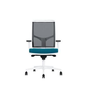 Bürodrehstuhl Zed | Weißes Kunststoff | 4D Armlehnen | Fußkreuz und Armlehnen aus Kunststoff