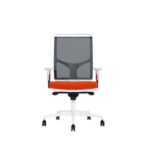 Bürodrehstuhl Zed | Weißes Kunststoff | Höhenverstellbare Armlehnen | Fußkreuz und Armlehnen aus Kunststoff