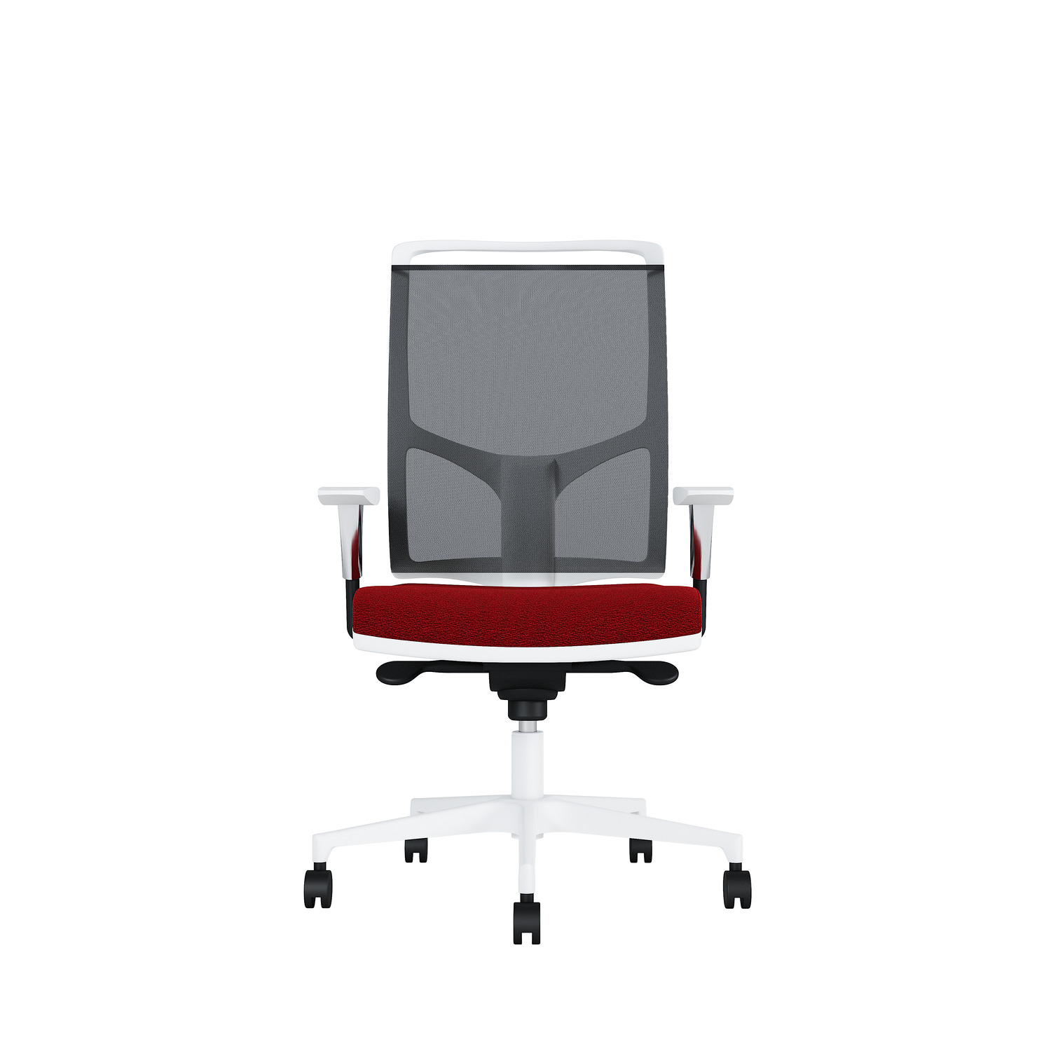 Bürodrehstuhl Zed | Weißes Kunststoff | Höhenverstellbare Armlehnen | Fußkreuz und Armlehnen aus Kunststoff