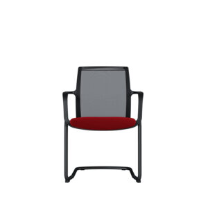 Besucherstuhl Zed | Schwarz pulverbeschichtetes Freischwingergestell | Schwarzer Kunststoff