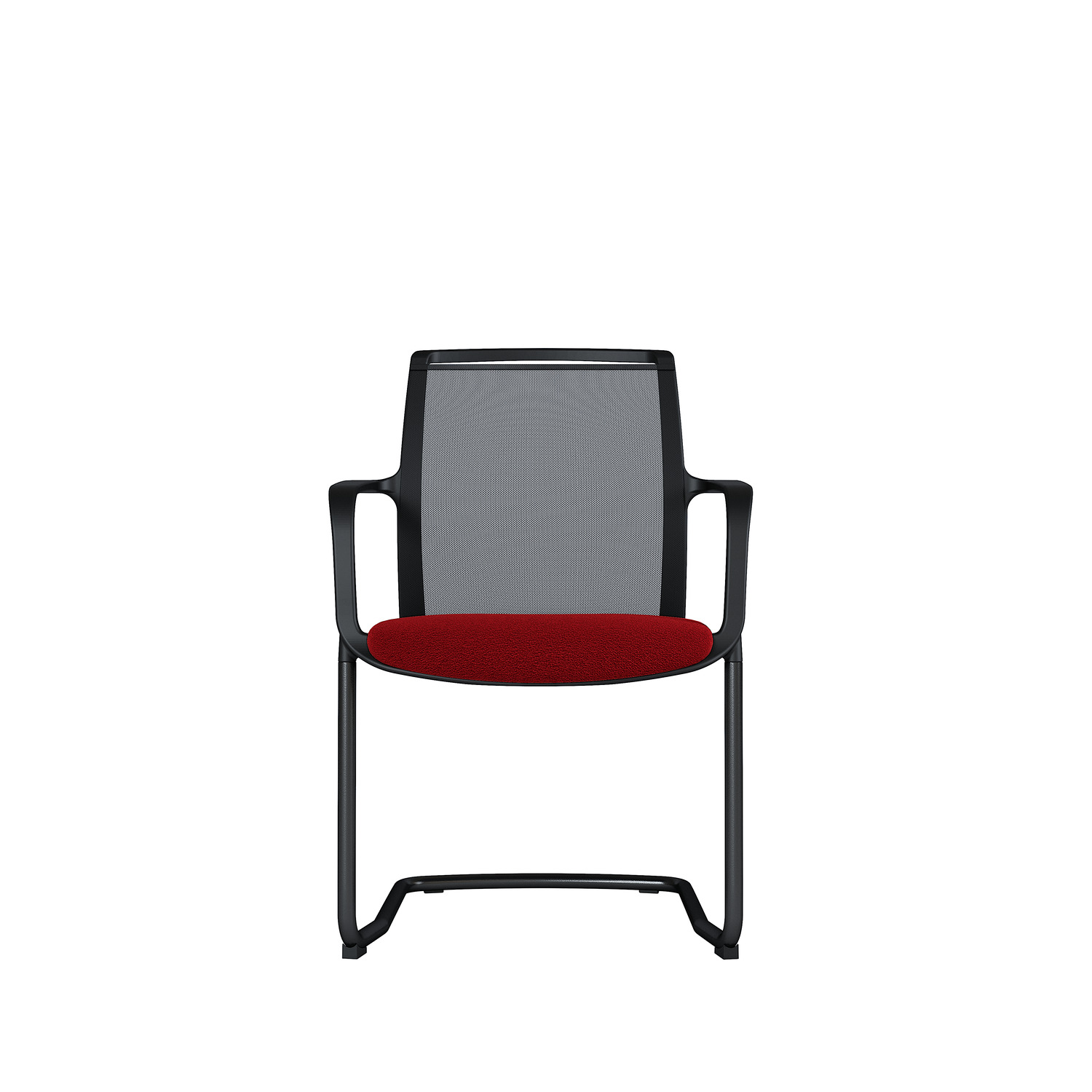 Besucherstuhl Zed | Schwarz pulverbeschichtetes Freischwingergestell | Schwarzer Kunststoff