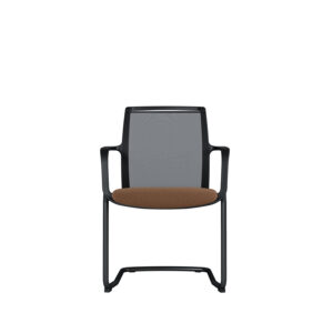 Besucherstuhl Zed | Schwarz pulverbeschichtetes Freischwingergestell | Schwarzer Kunststoff