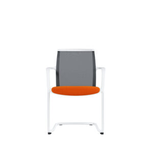 Besucherstuhl Zed | Weiß pulverbeschichtetes Freischwingergestell | Weißer Kunststoff