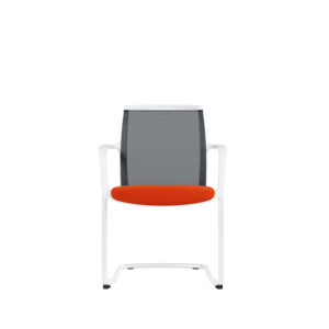 Besucherstuhl Zed | Weiß pulverbeschichtetes Freischwingergestell | Weißer Kunststoff