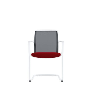 Besucherstuhl Zed | Weiß pulverbeschichtetes Freischwingergestell | Weißer Kunststoff