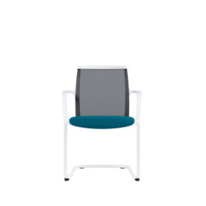 Besucherstuhl Zed | Weiß pulverbeschichtetes Freischwingergestell | Weißer Kunststoff